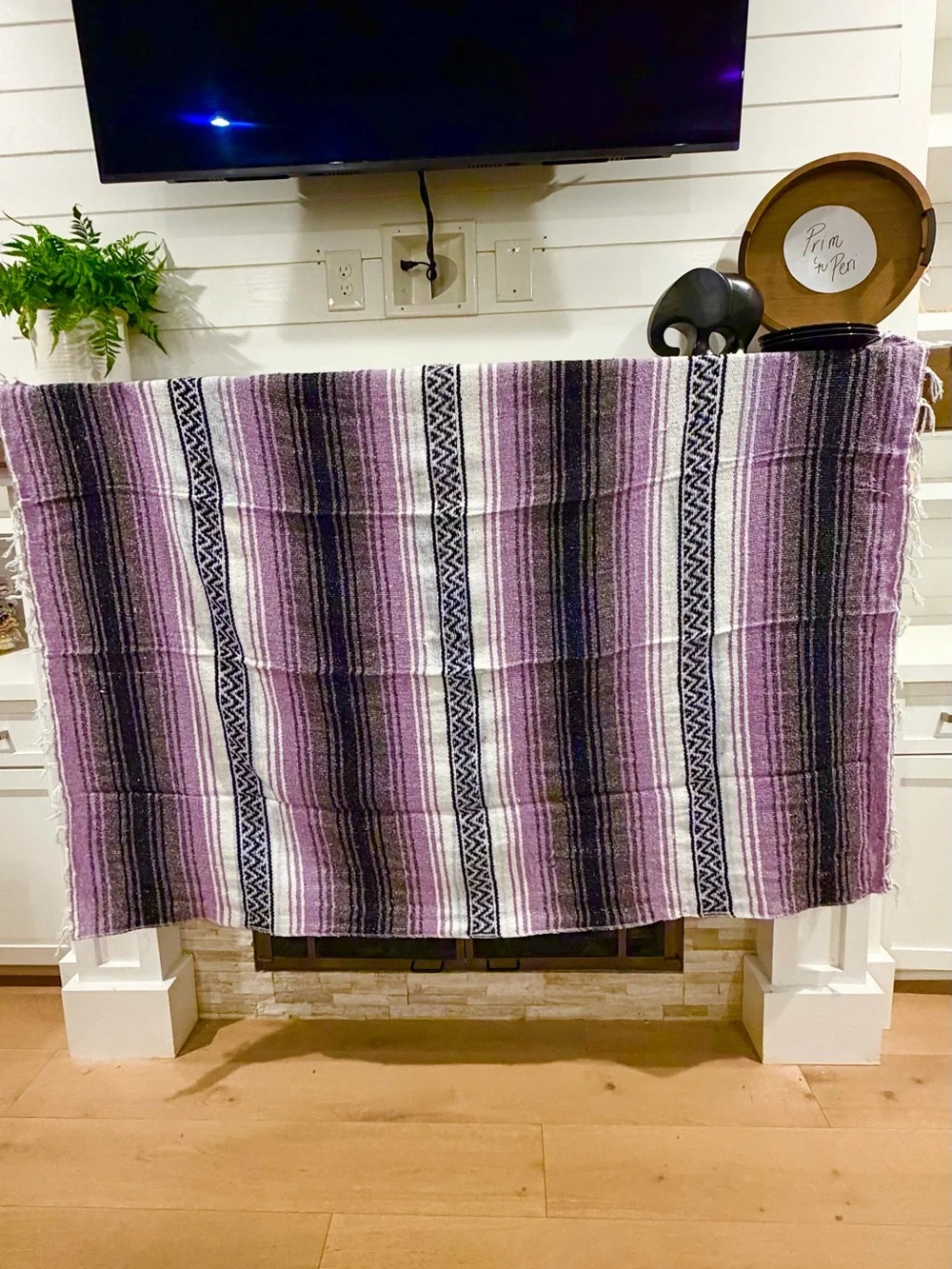 Mexican Falsa Blanket – Woven Striped Serape Throw with Fringe